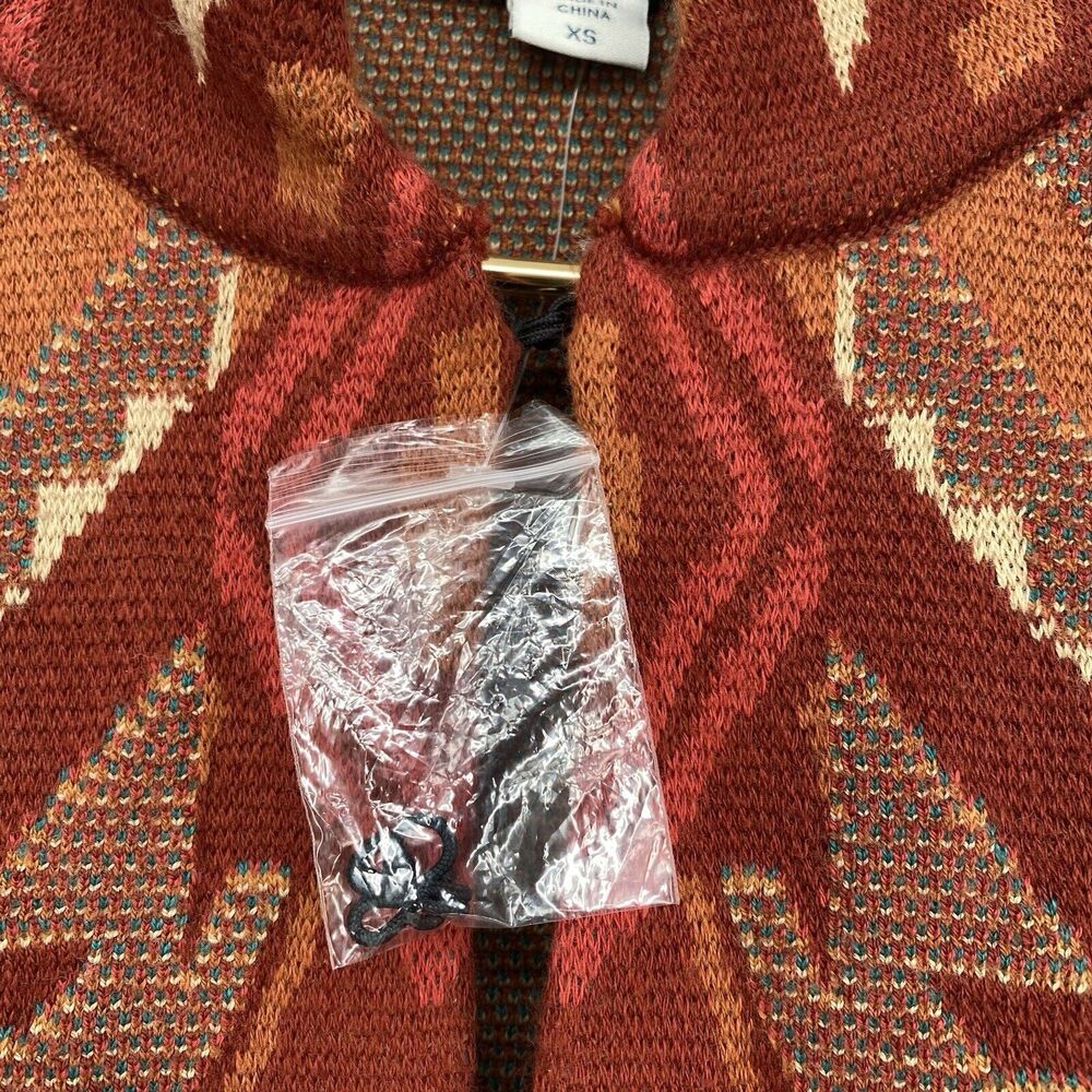 Coldwater Creek Southwestern Aztec Sweater Cardigan Rust Turquoise Womens XS - Picture 8 of 8